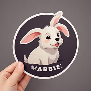 灰白粉手绘兔狗元素简约 logo图片