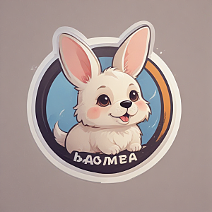 灰白粉手绘兔狗元素简约 logo图片