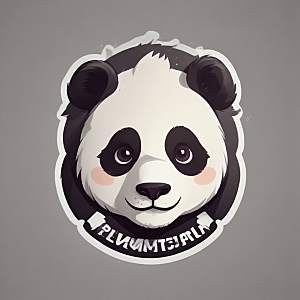 黑白插画风格可爱熊猫图片