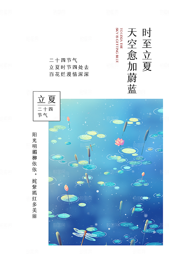 立夏节气简约大气海报