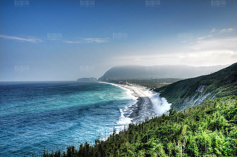 高清海景海滩沙滩海边大海蓝色海洋海岸