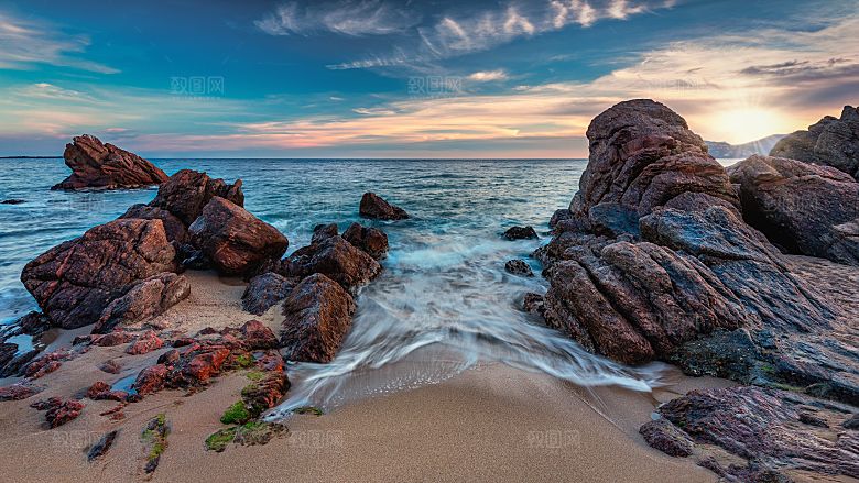 高清海景海滩沙滩海边大海蓝色海洋海岸素材