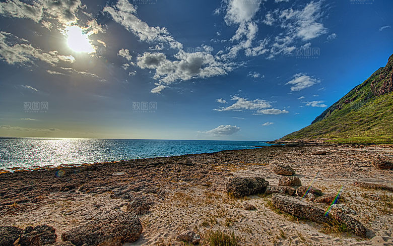 高清海景海滩沙滩海边大海蓝色海洋海岸素材