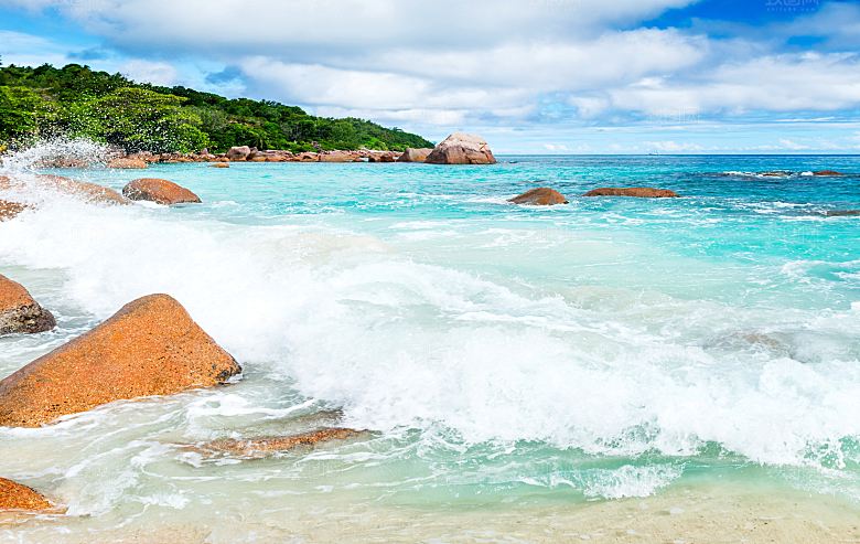 高清海景海滩沙滩海边大海蓝色海洋海岸