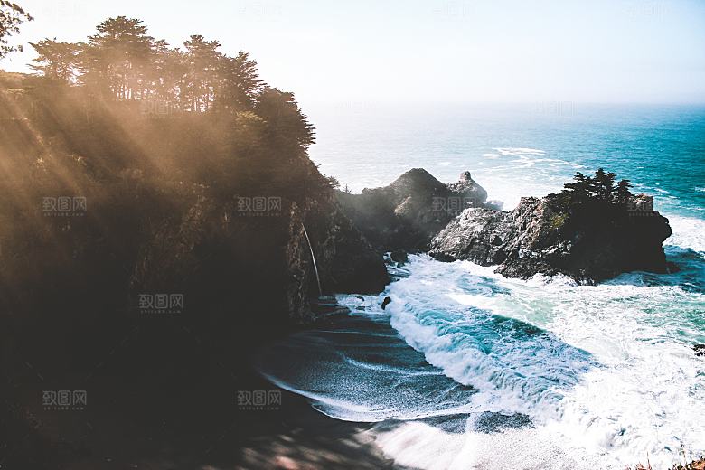 高清海景海滩沙滩海边大海蓝色海洋海岸素材
