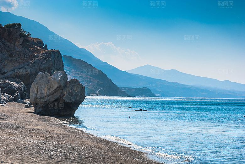 高清海景海滩沙滩海边大海蓝色海洋海岸素材