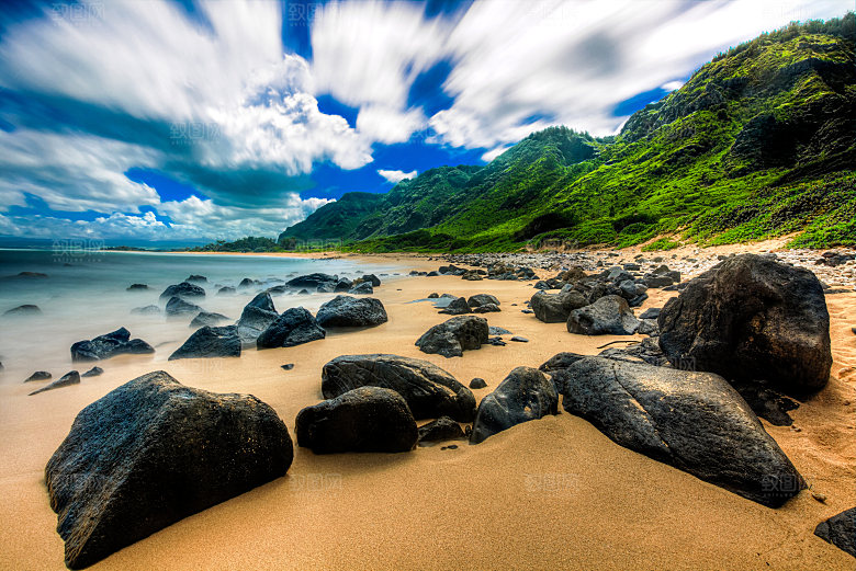 高清海景海滩沙滩海边大海蓝色海洋海岸