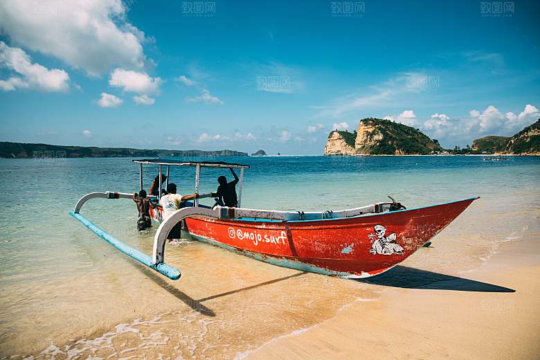 高清海景海滩沙滩海边大海蓝色海岸印尼图片