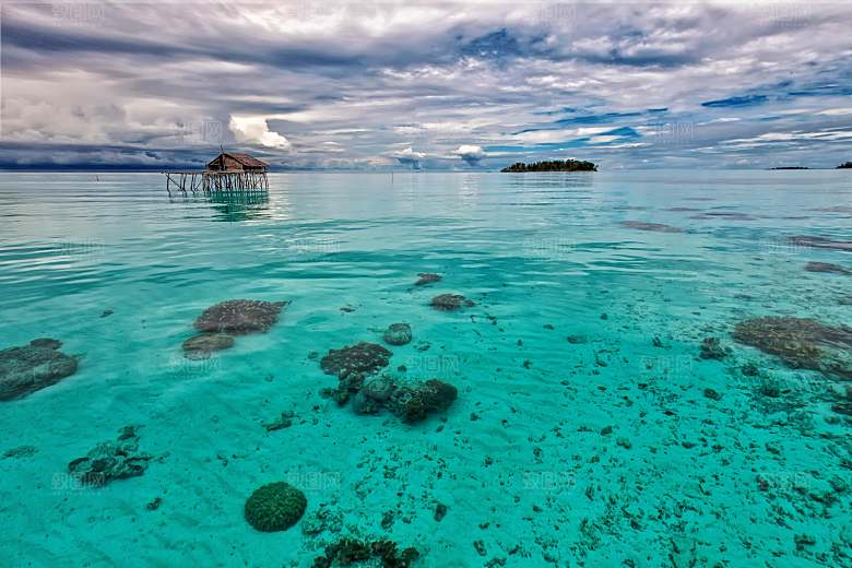 高清海景海滩沙滩海边大海蓝色海岸印尼素材