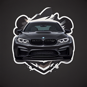 暗黑风格黑色BMW M340i猫图片