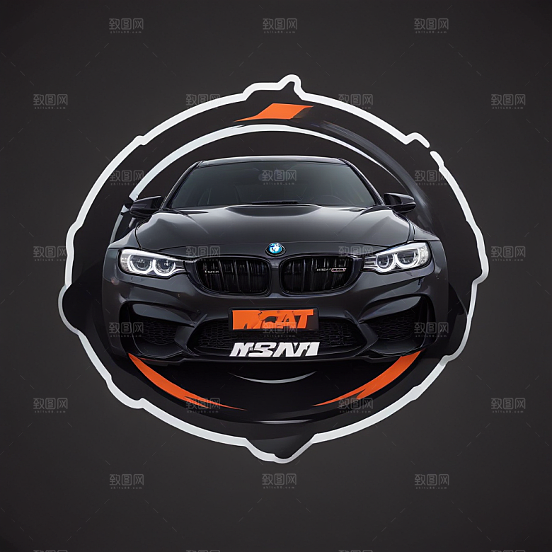 暗黑风格黑色BMW M340i猫图片