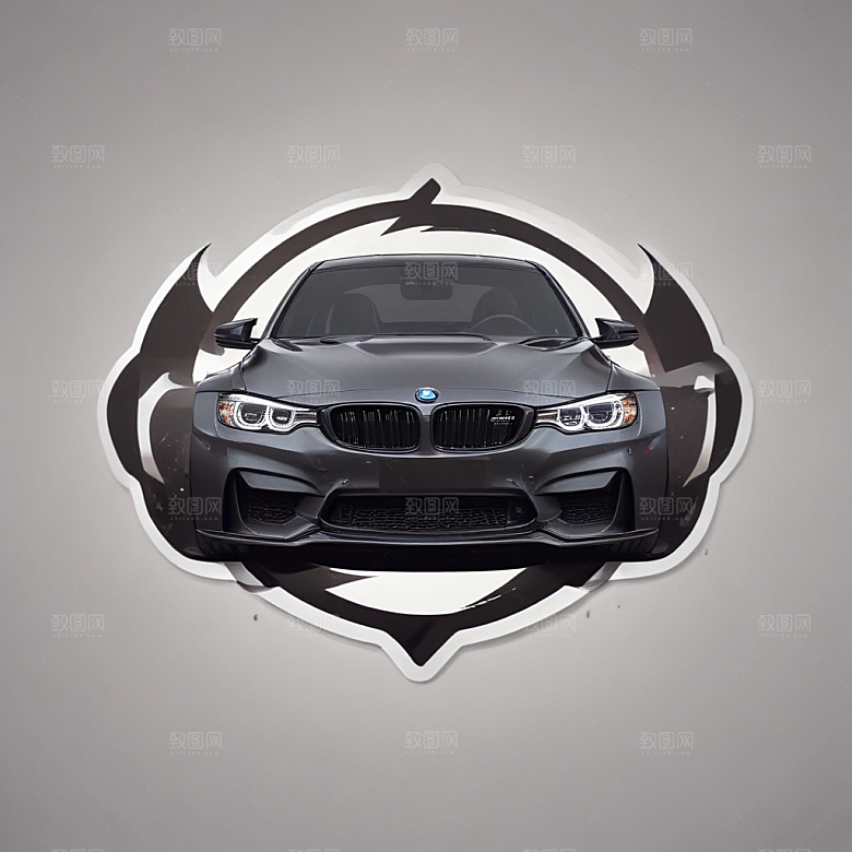 暗黑风格黑色BMW M340i猫图片