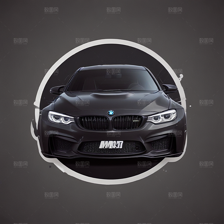 暗黑风格黑色BMW M340i猫图片