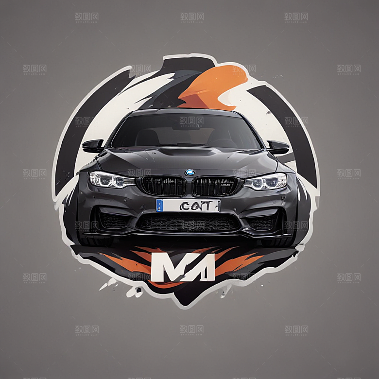 暗黑风格黑色BMW M340i猫图片