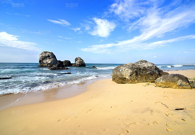 高清海景海滩沙滩海边大海蓝色海岸素材