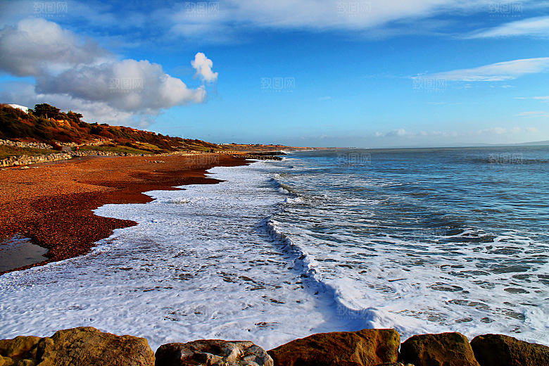 高清海景海滩沙滩海边大海蓝色海岸素材