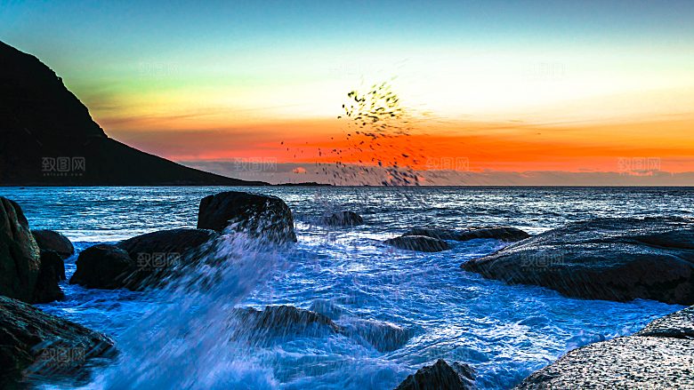 高清海景海滩沙滩海边大海蓝色海岸