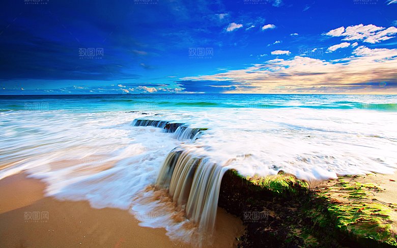 高清海景海滩沙滩海边大海蓝色海岸素材