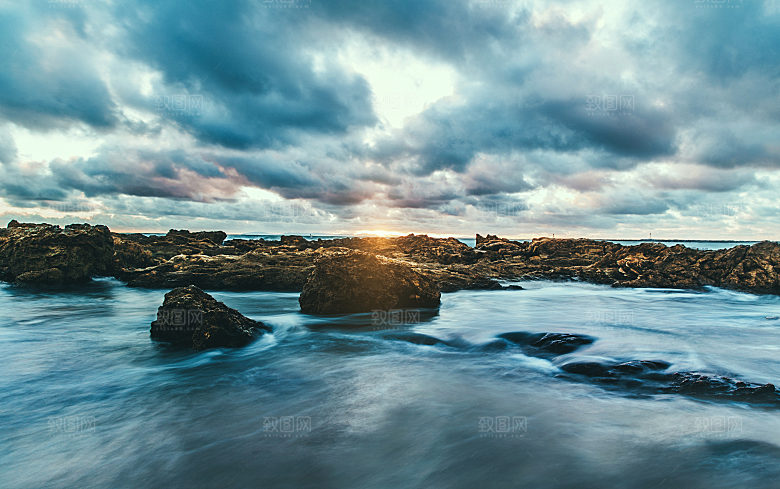 高清海景海滩沙滩海边大海蓝色海岸