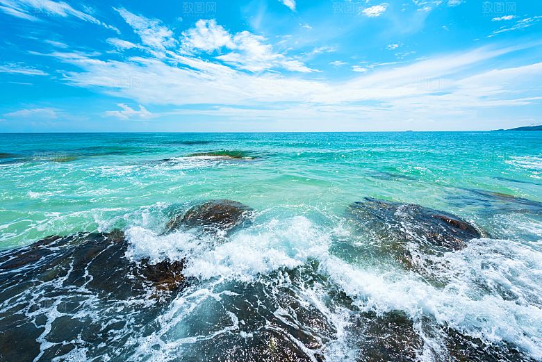 高清海景海滩沙滩海边大海蓝色海岸