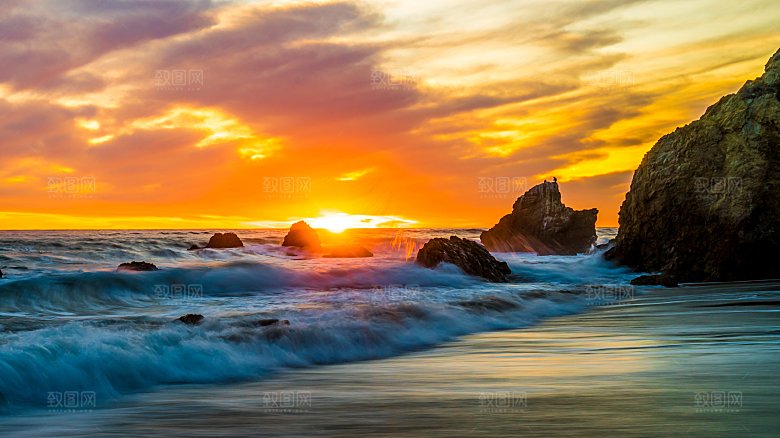 高清海景海滩沙滩海边大海蓝色海岸