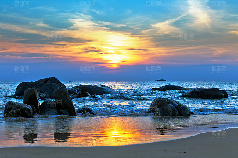 高清海景海滩沙滩海边大海蓝色海岸