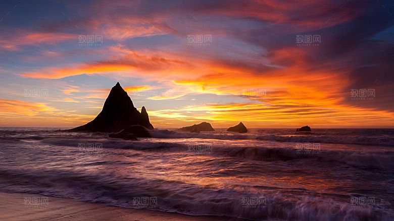 高清海景海滩沙滩海边大海蓝色海洋海岸