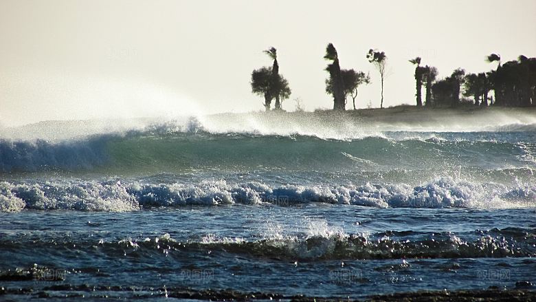 高清海景海浪海滩沙滩海边大海蓝色海岸