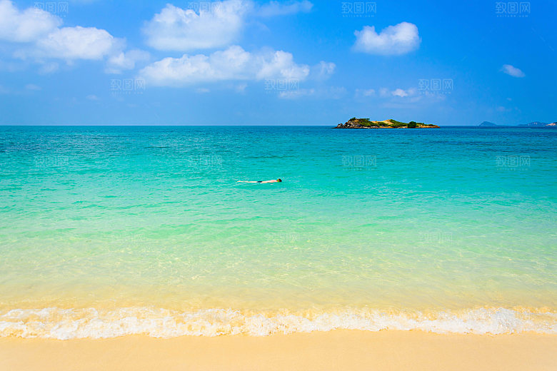 高清海景海滩沙滩海边大海蓝色海洋壁纸素材