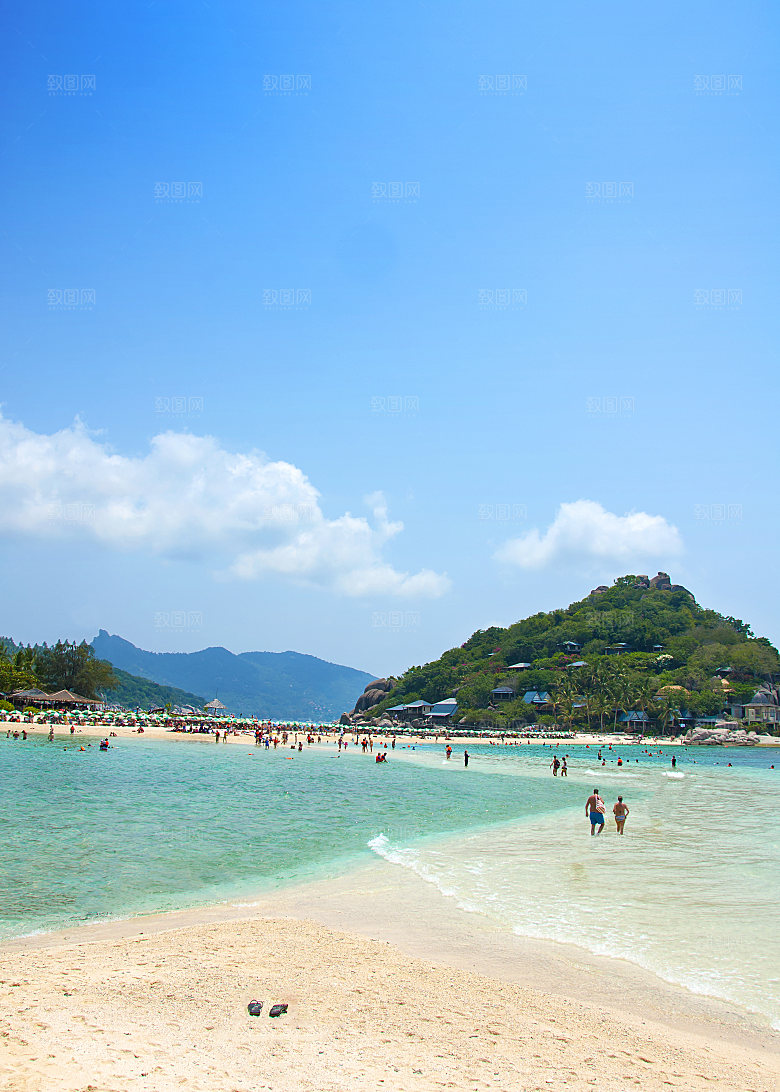 高清海景海滩沙滩海边大海蓝色海洋壁纸素材
