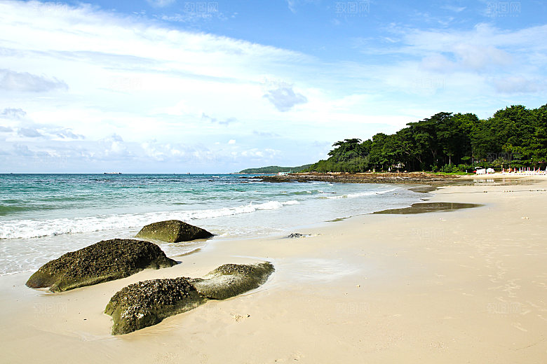 高清海景海滩沙滩海边大海蓝色海洋壁纸素材
