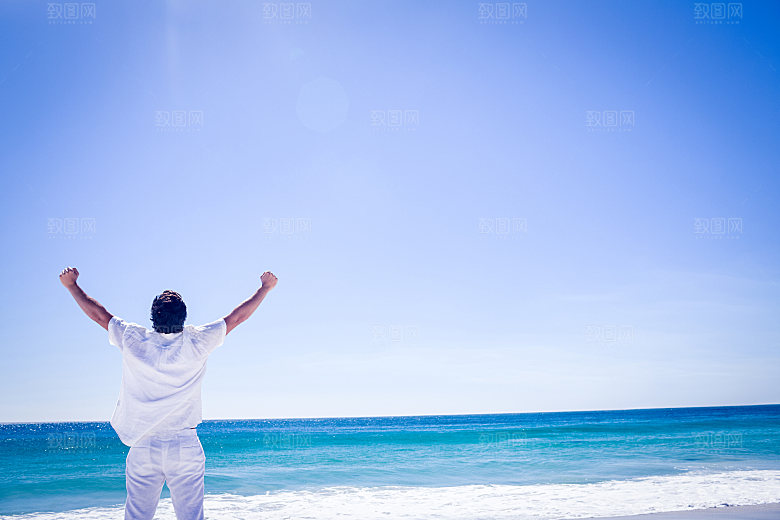 高清海景海滩沙滩海边大海蓝色海洋壁纸素材