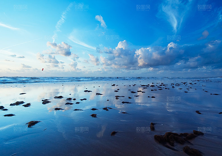 高清海景海滩沙滩海边大海蓝色海洋壁纸素材