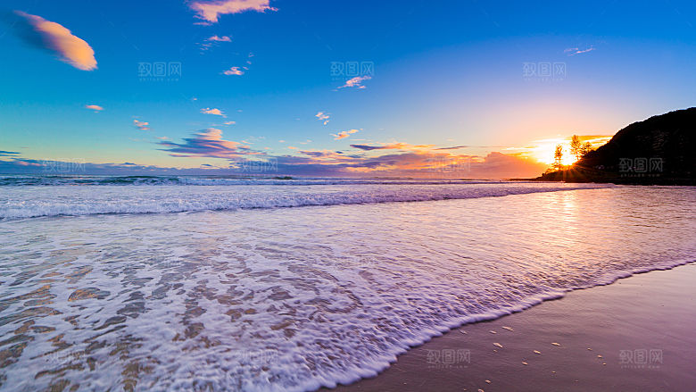 高清海景海滩沙滩海边大海蓝色海洋壁纸素材