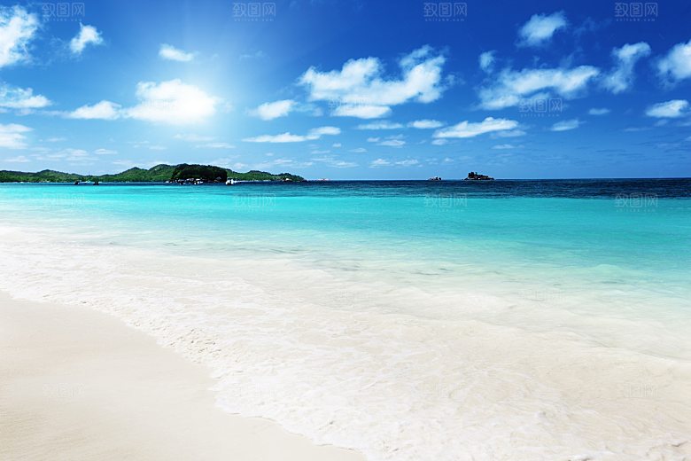高清海景海滩沙滩海边大海蓝色海洋壁纸素材