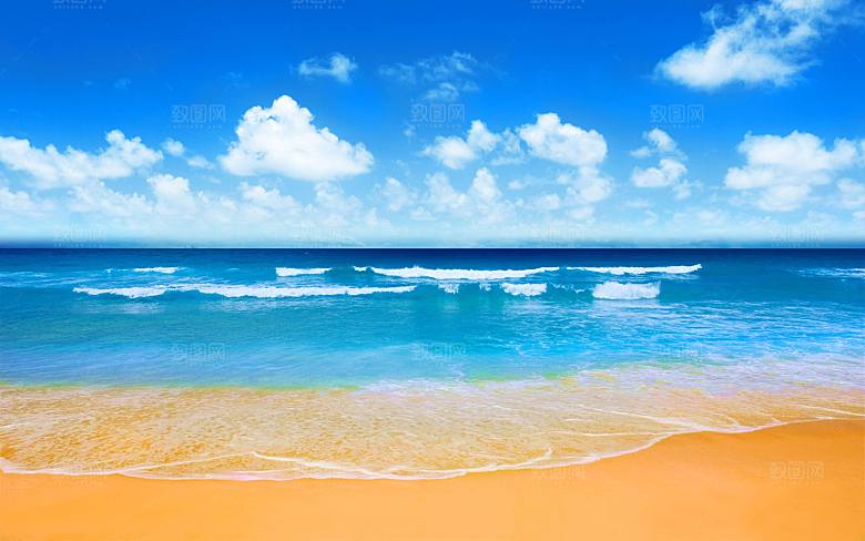 高清海景海滩沙滩海边大海蓝色海洋壁纸素材
