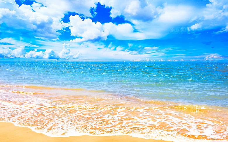 高清海景海滩沙滩海边大海蓝色海洋壁纸素材