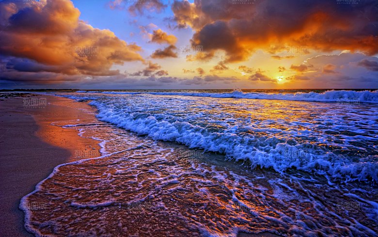 高清海景海滩沙滩海边大海蓝色海洋壁纸素材
