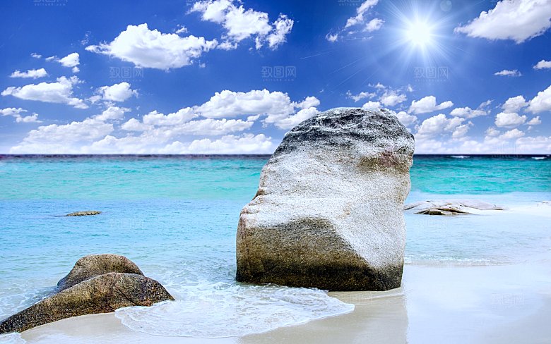 高清海景海滩沙滩海边大海蓝色海洋壁纸素材