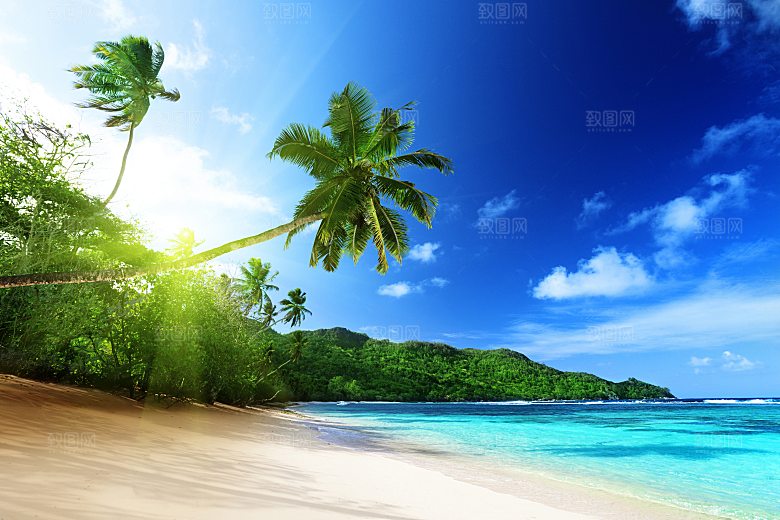高清海景海滩沙滩海边大海蓝色海洋壁纸素材