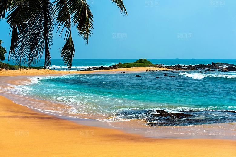 高清海景海滩沙滩海边大海蓝色海洋壁纸素材