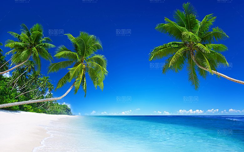 高清海景海滩沙滩海边大海蓝色海洋壁纸素材