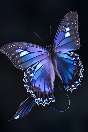 蝴蝶翅膀上拥有宇宙星空的图案羽翼透着