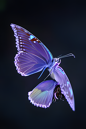 蝴蝶翅膀上拥有宇宙星空的图案羽翼透着