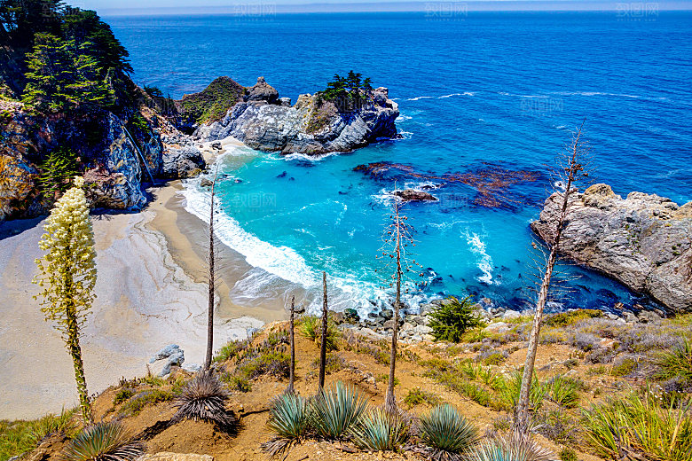高清海景海滩沙滩海边大海蓝色海洋壁纸素材