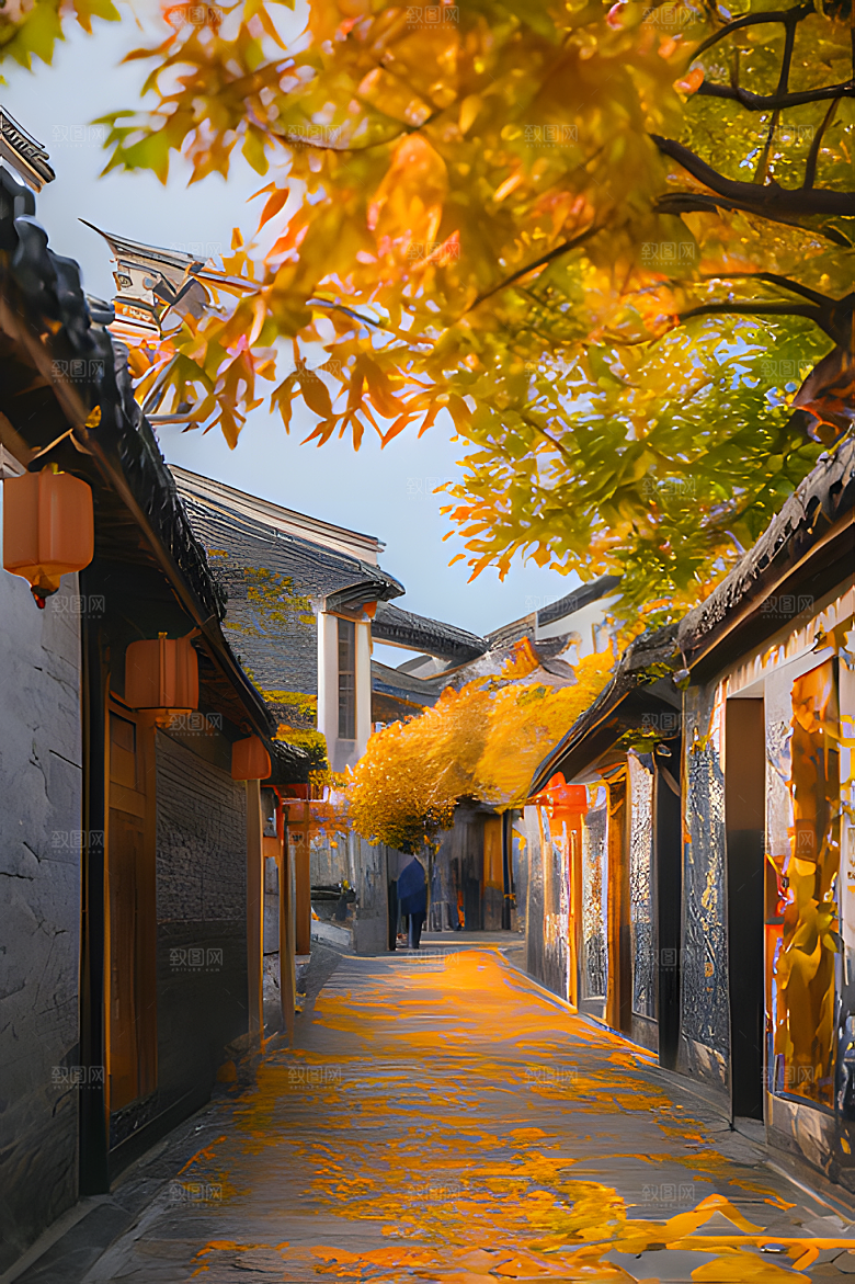 秋天街道图片素材