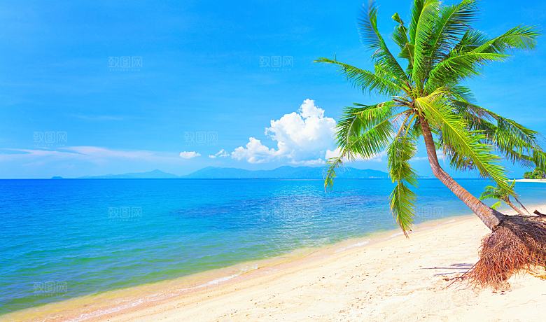 高清海景海滩沙滩海边大海蓝色海洋壁纸素材