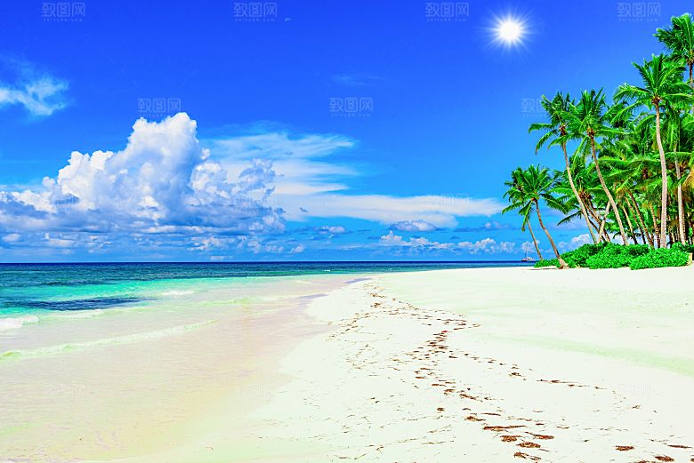 高清海景海滩沙滩海边大海蓝色海洋壁纸素材
