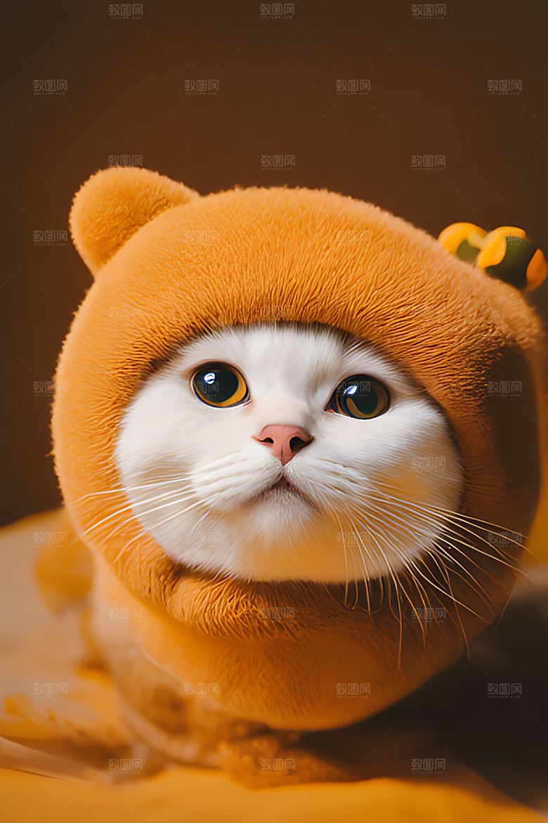 猫咪公仔头套可爱毛茸茸的图片风格
