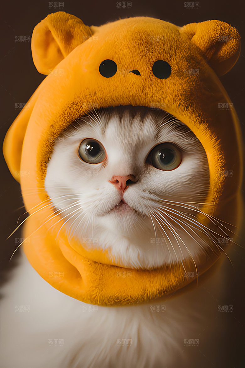 猫咪公仔头套可爱毛茸茸的图片风格